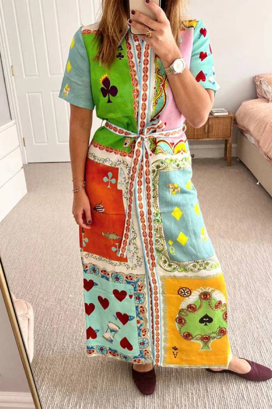 Vestido camisero estampado con solapa de moda