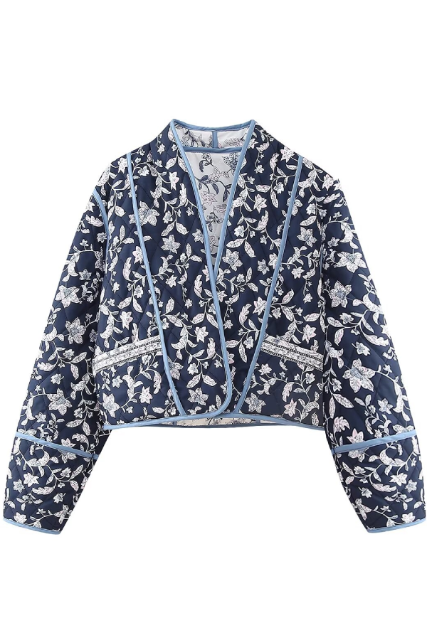 Chaqueta corta acolchada reversible con cuello alto