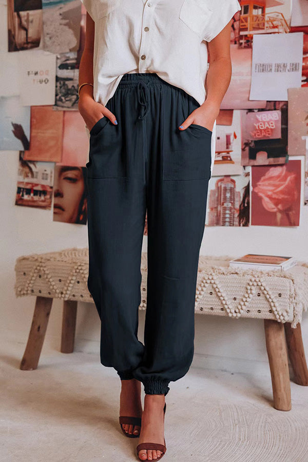 Pantalones casuales cómodos de algodón de color sólido