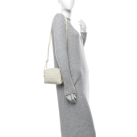 Patent Nappa Intrecciato Mini Loop Camera Bag White