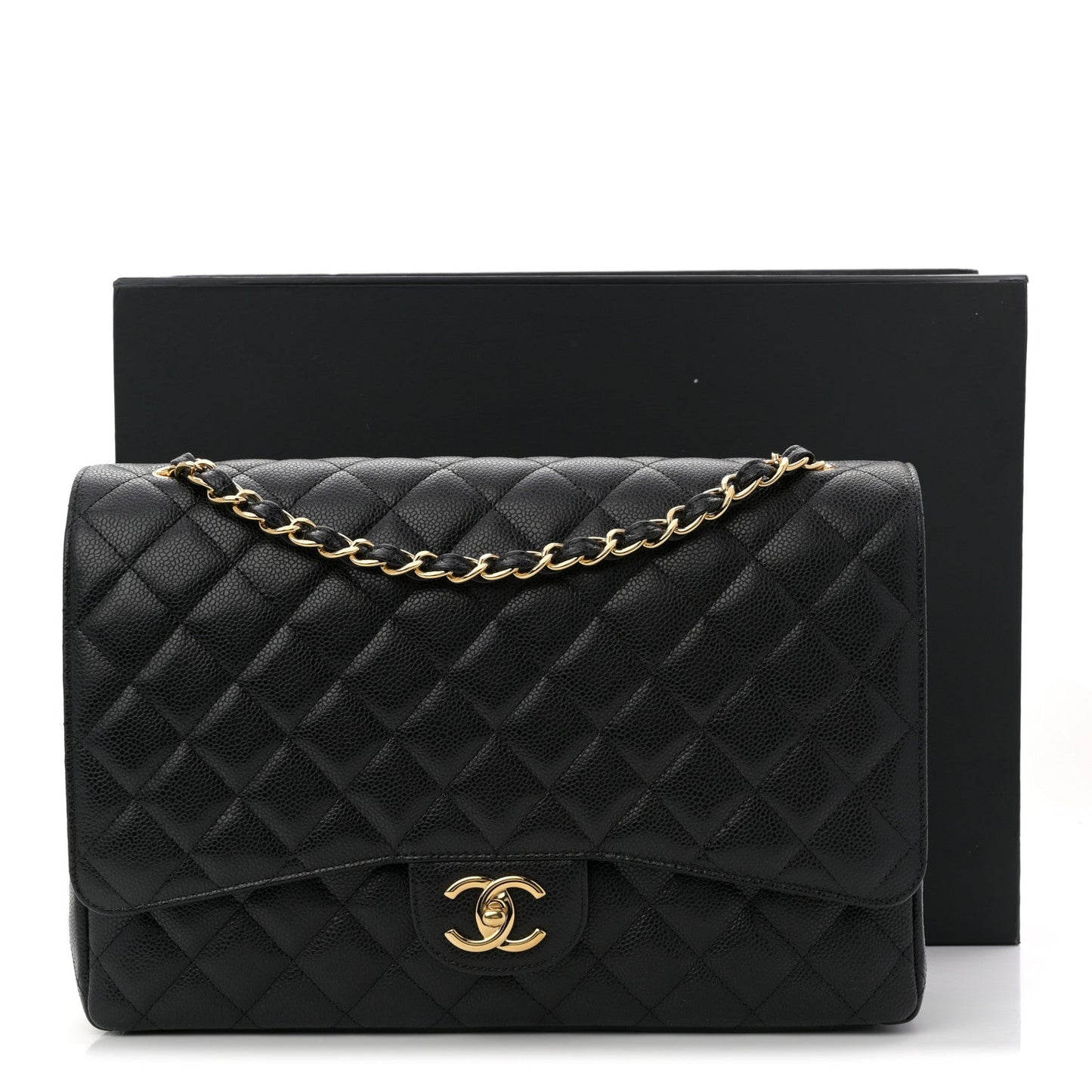 Caviar Quilted Maxi Double Flap Black