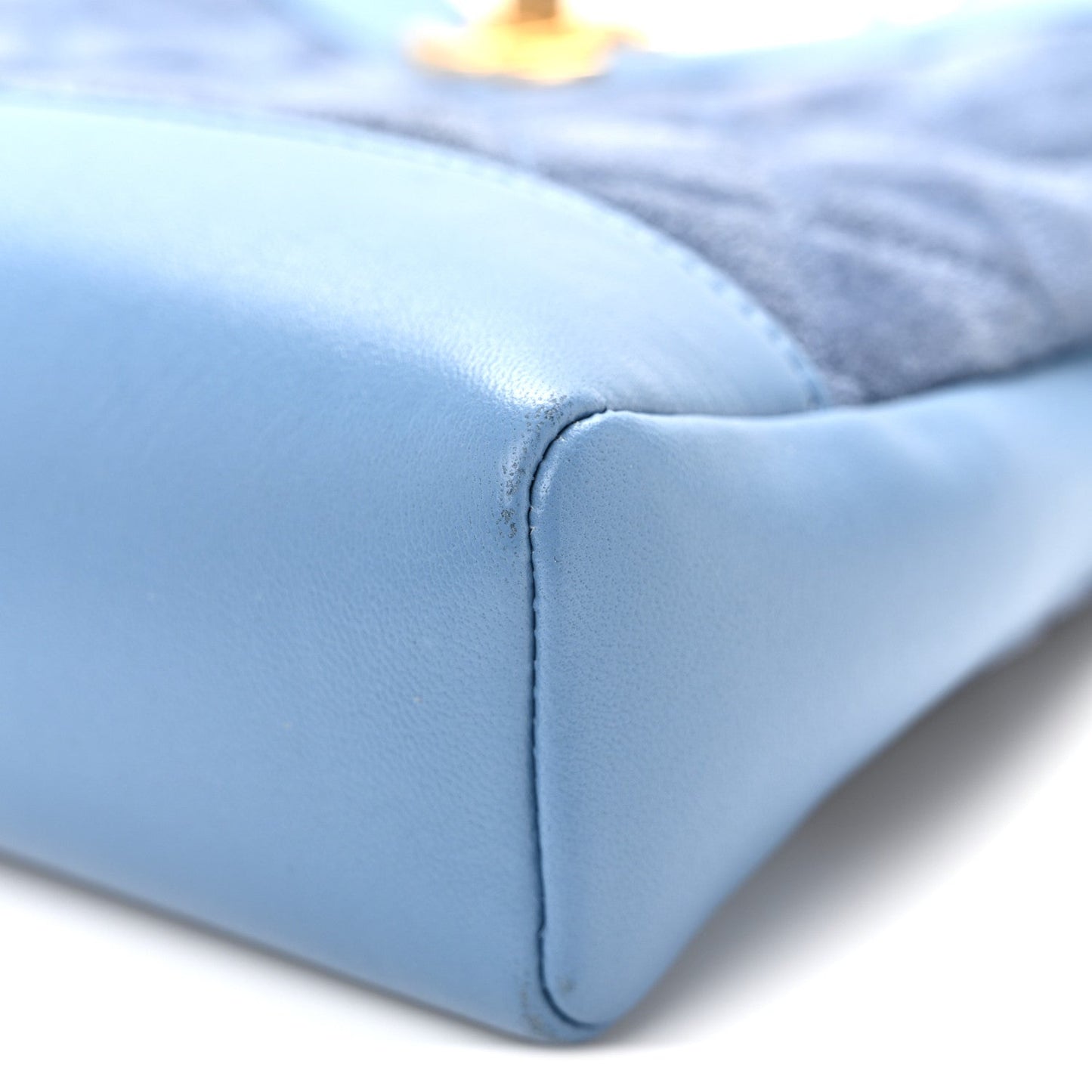 Calfskin Suede Quilted Mini 31 Shopping Bag Blue