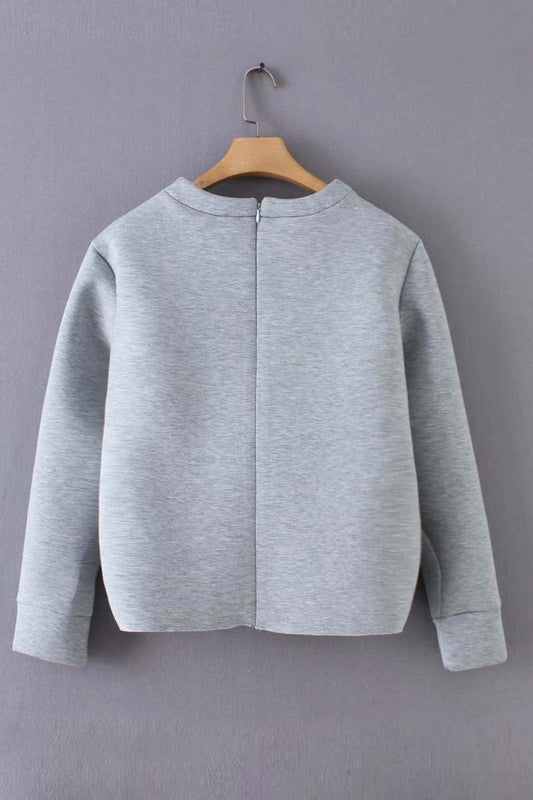 Sudadera con capucha de manga larga con cremallera y decoración de corazón