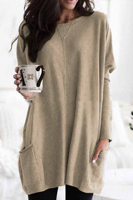 Long Sleeve Casual Mini Skirt With Pockets(3 Colors)