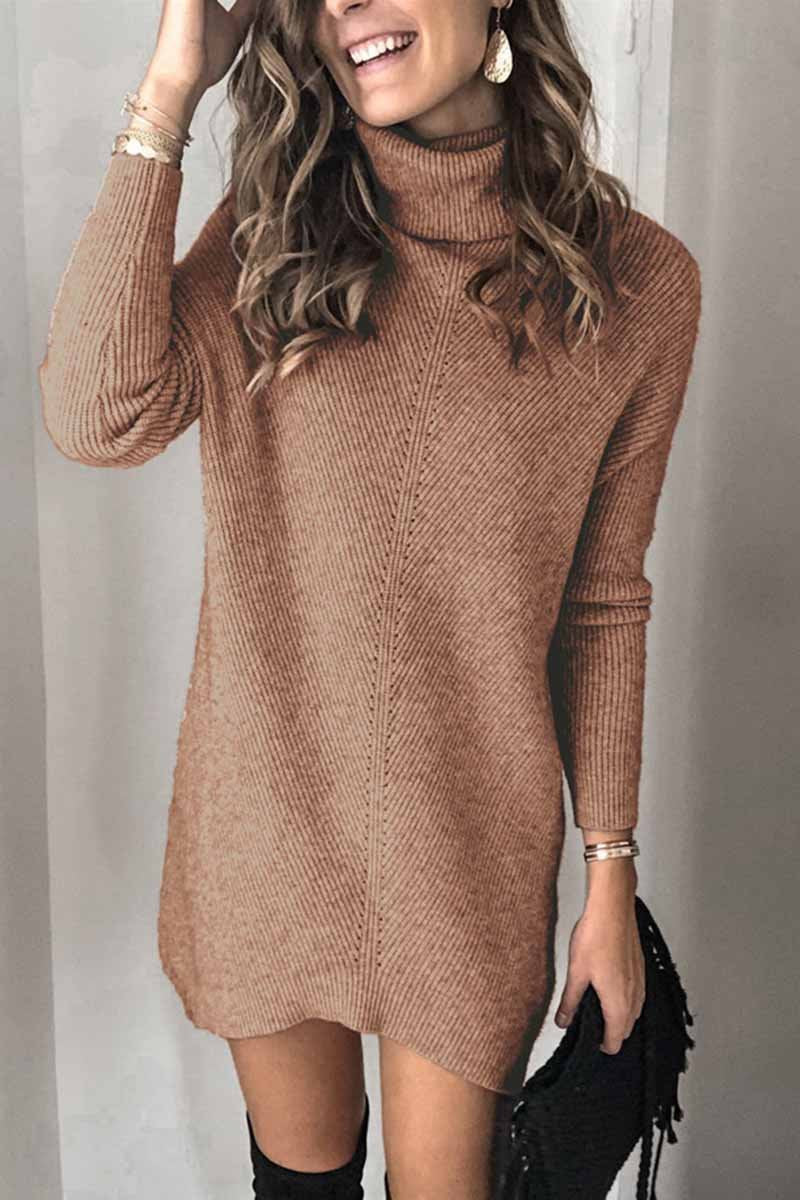 Minivestido informal de cuello alto (2 colores)