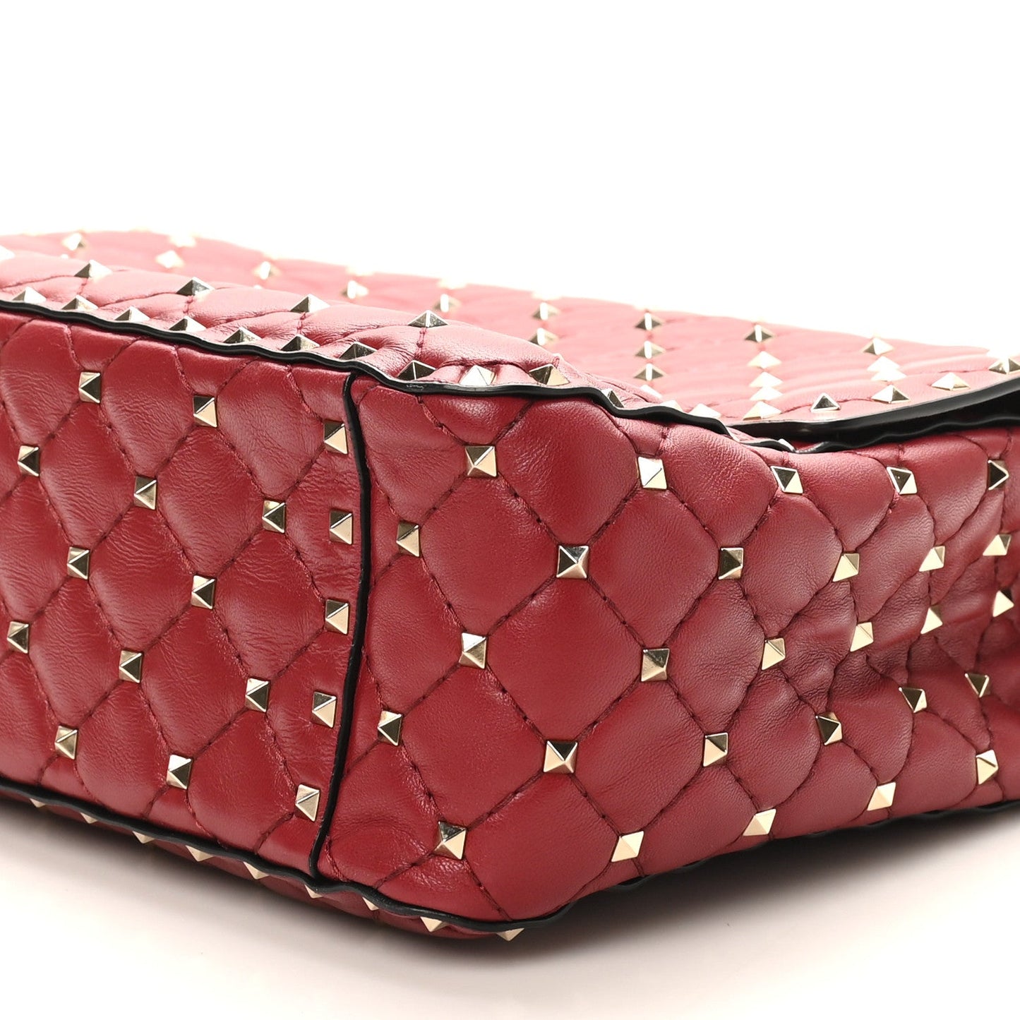 Nappa Large Rockstud Spike Shoulder Bag Rubino