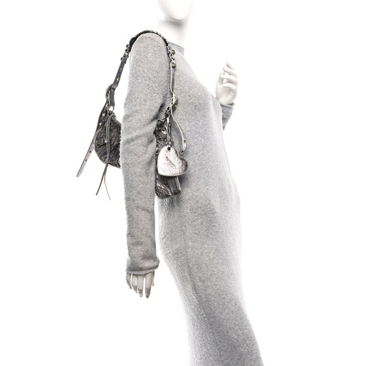 Metallic Agneau Arena Le Cagole Shoulder Bag XS Silver