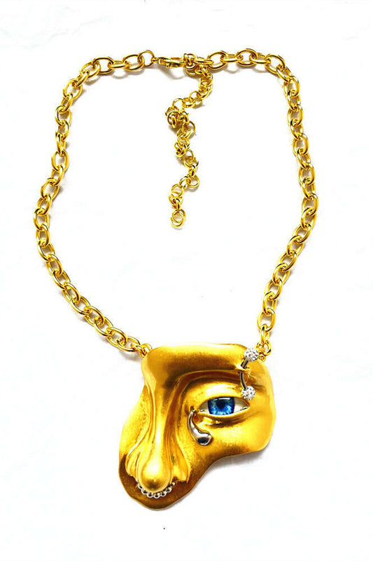 Exaggerated Face Mask Pendant Necklace