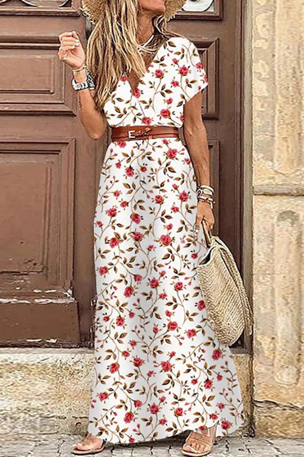 Vestido largo estampado sin mangas estilo bohemio