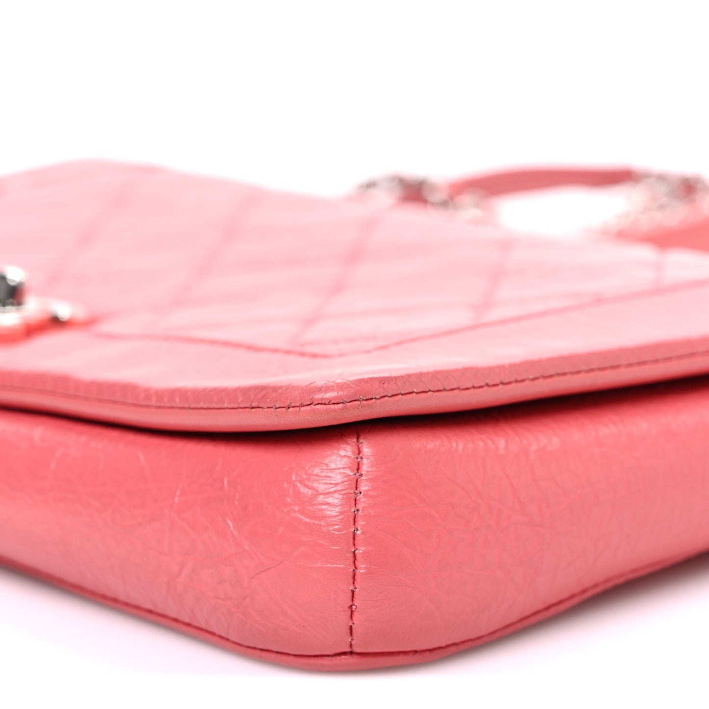 Crumpled Calfskin Quilted Bi Vintage Small Single Flap Pink
