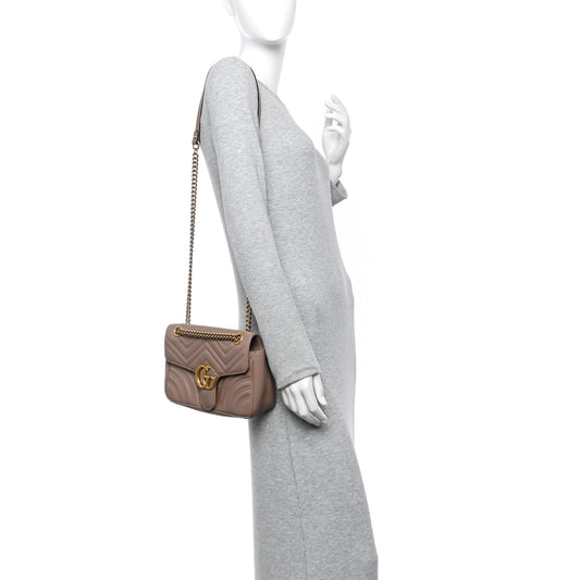 Calfskin Matelasse Small GG Marmont Shoulder Bag Porcelain Rose