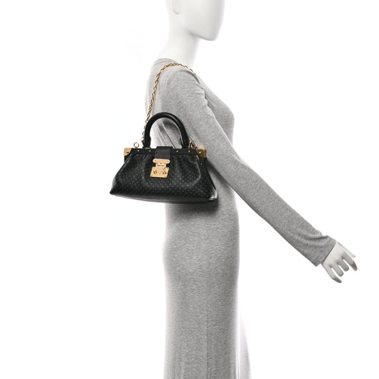 Calfskin Nanogram Embossed Clutch Black
