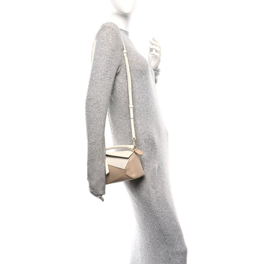 Calfskin Mini Puzzle Edge Bag Soft White Paper Craft