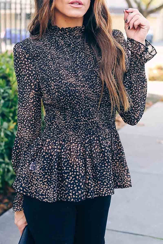 Slim Ruffled Long Sleeve Top