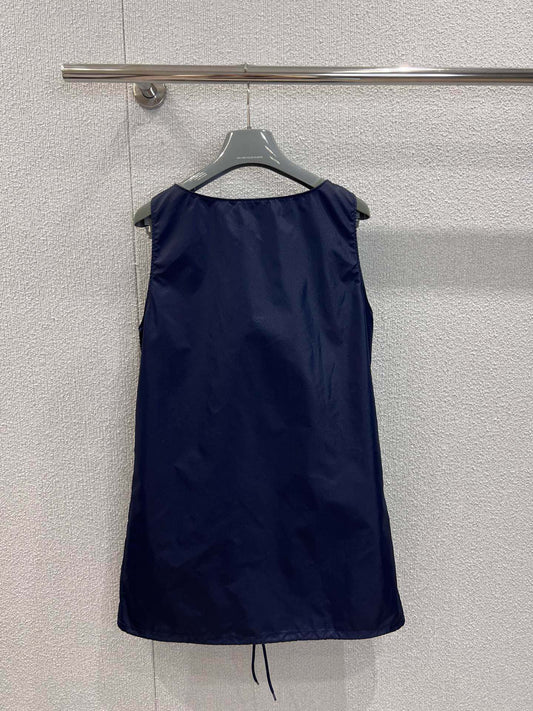 Prada 26s Sleeveless Mini-dress Navy Blue Polyester 349021