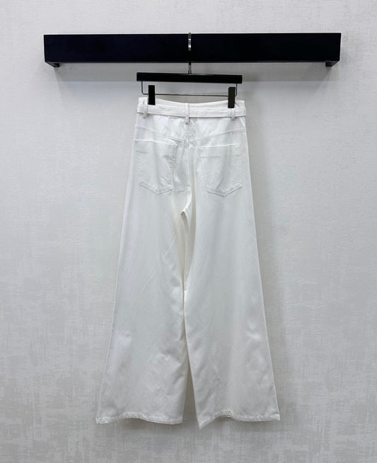 CC Wide-Leg Trousers White Cotton Lyocell 350198