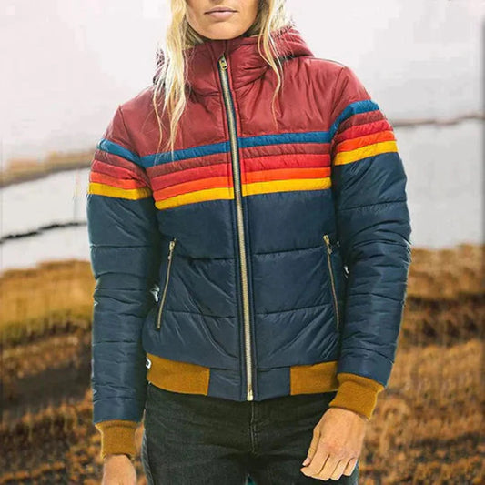 Abrigo informal de invierno con capucha y manga larga con costuras