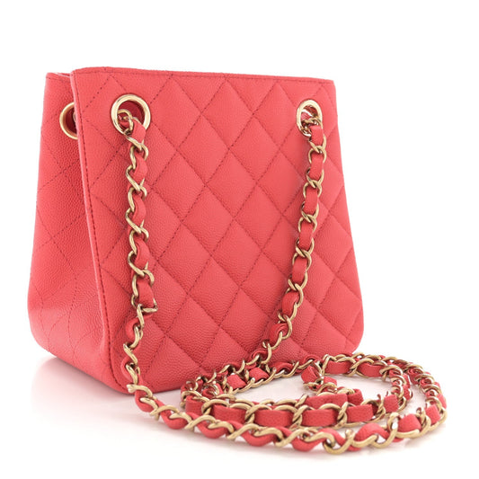 Caviar Quilted Mini Bucket Bag Dark Pink