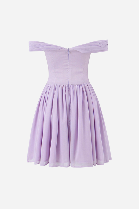 Vestido mini con volantes y hombros descubiertos de Gail