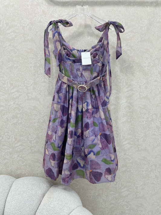 ZIMMERMANN LONG HERRINGBONE DRESS IN PLUM PURPLE 269379