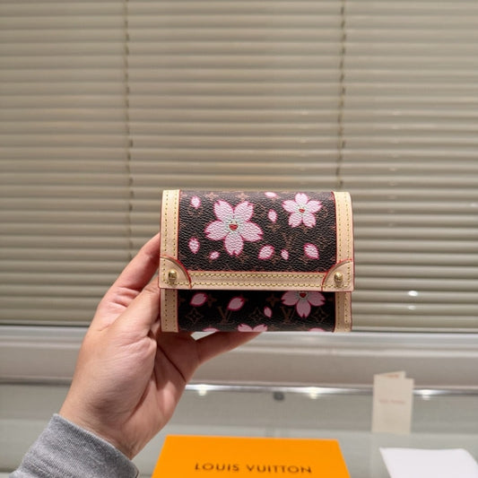 LOUIS VUITTON X TAKASHI MURAKAMI VICTORINE WALLET SAKURA BROWN 11CM M13427
