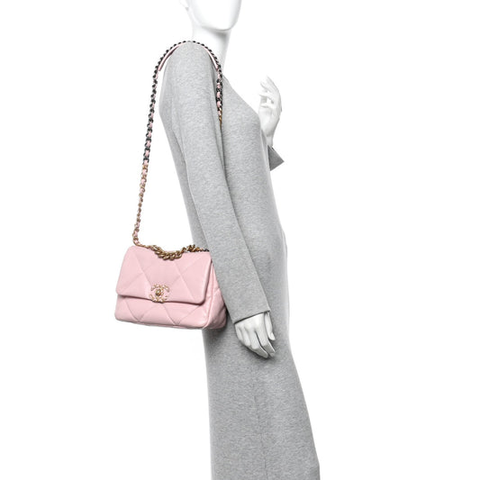 Lambskin Quilted Medium Chanel 19 Flap Light Pink