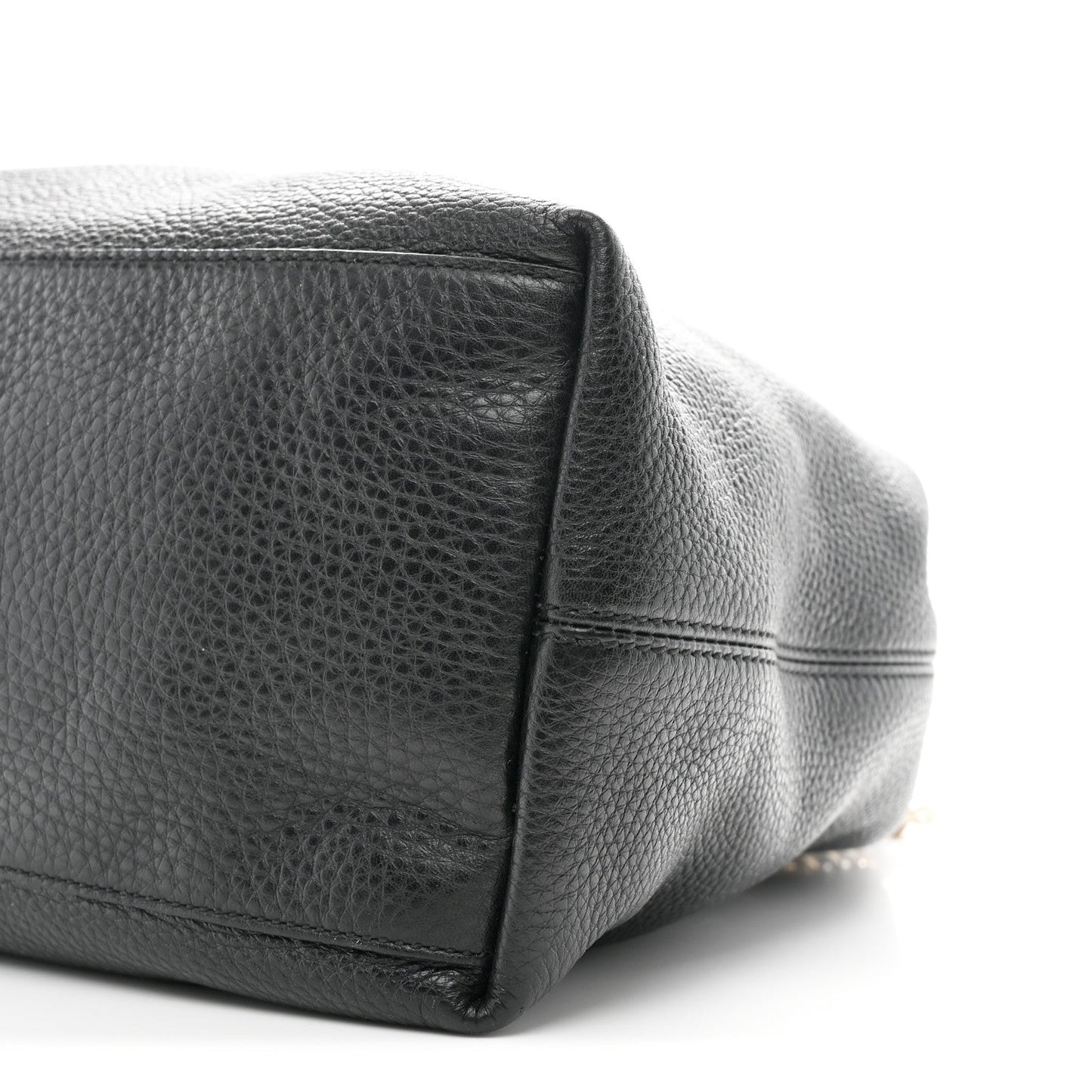 Pebbled Calfskin Medium Soho Chain Shoulder Bag Black