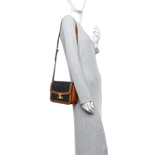 Triomphe Canvas Calfskin Medium Triomphe Bag Tan