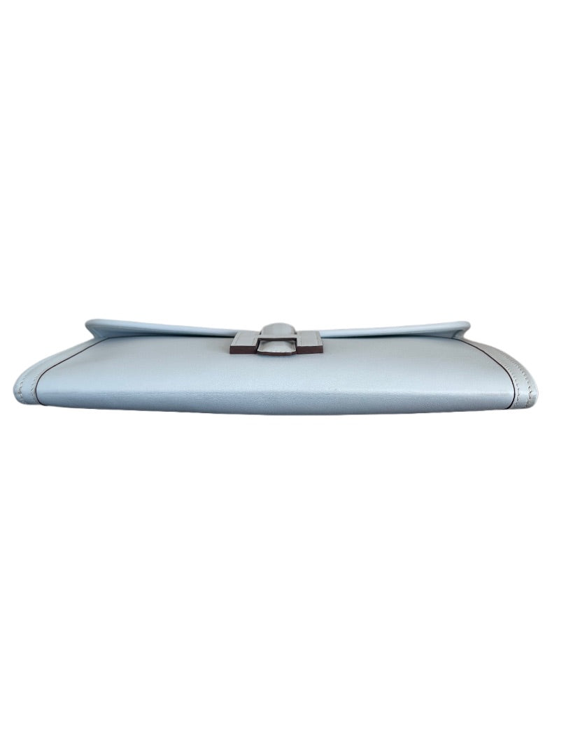 Hermès H Ice blue Jige Leather Clutch