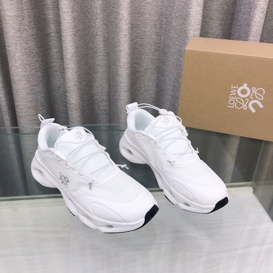 Loewe x on Angpao Couple Running Sneakers White Nylon Calfskin 597424