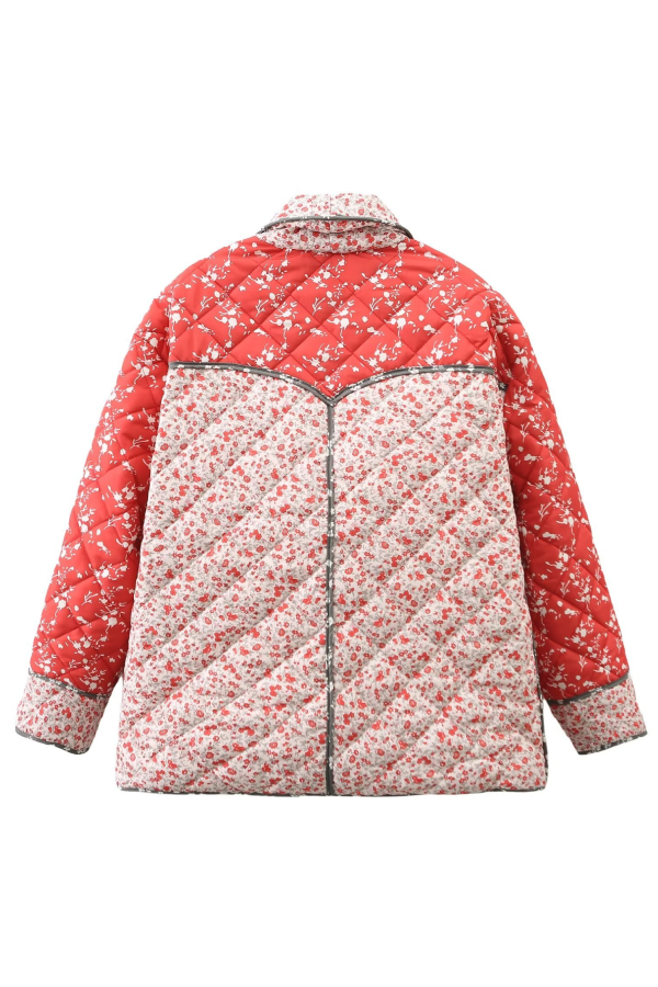 Chaqueta de algodón estampada con costuras de colores contrastantes