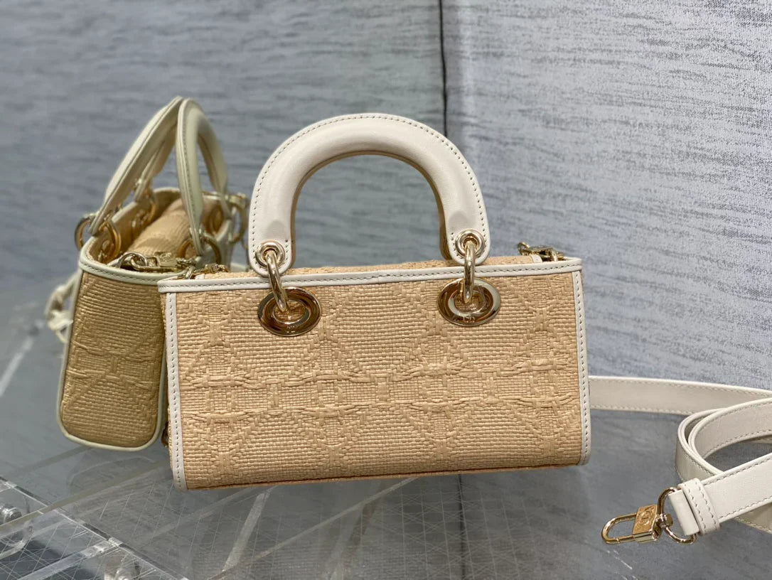 Dior Lady D-Joy Small Natural Macrocannage Raffia - 22.5x6x11.5cm
