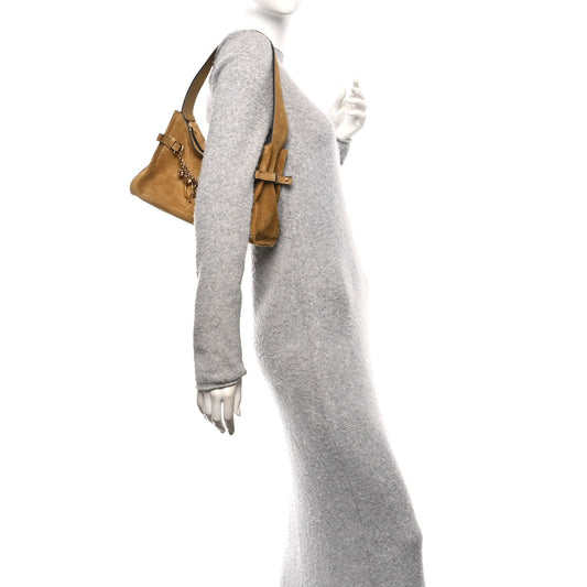 Suede Charms Hobo Bag Gold Khaki
