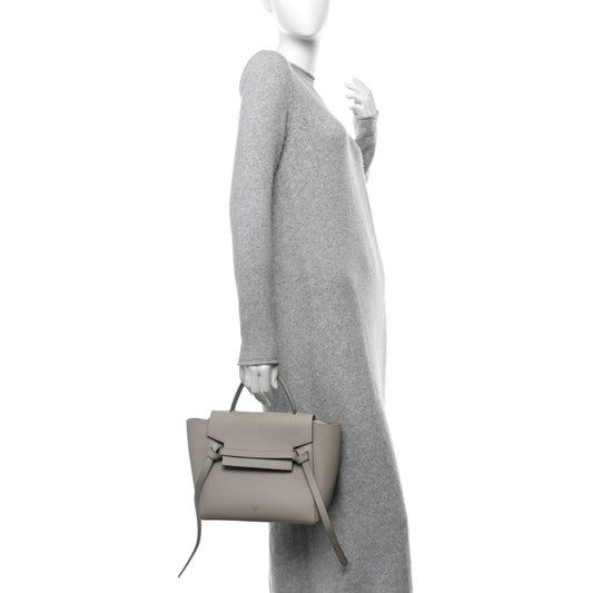 Grained Calfskin Micro Belt Bag Light Taupe