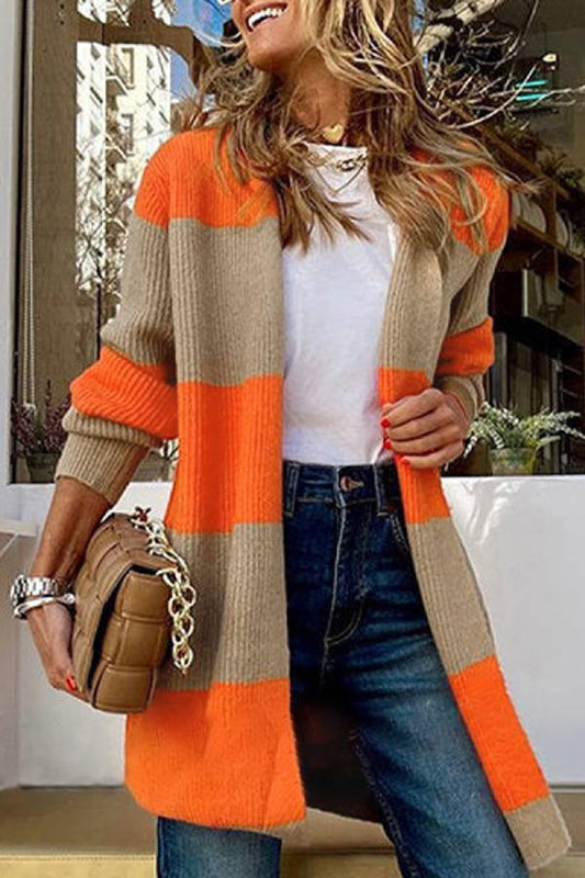Chaqueta tipo cárdigan de punto con bloques de color sueltos