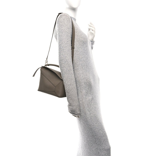 Soft Grained Small Puzzle Edge Bag Taupe