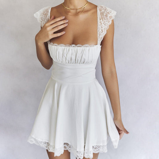 Simple Square Neck Slim Halter Dress