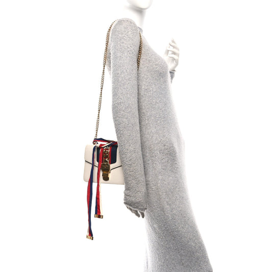 Calfskin Mini Sylvie Shoulder Bag White