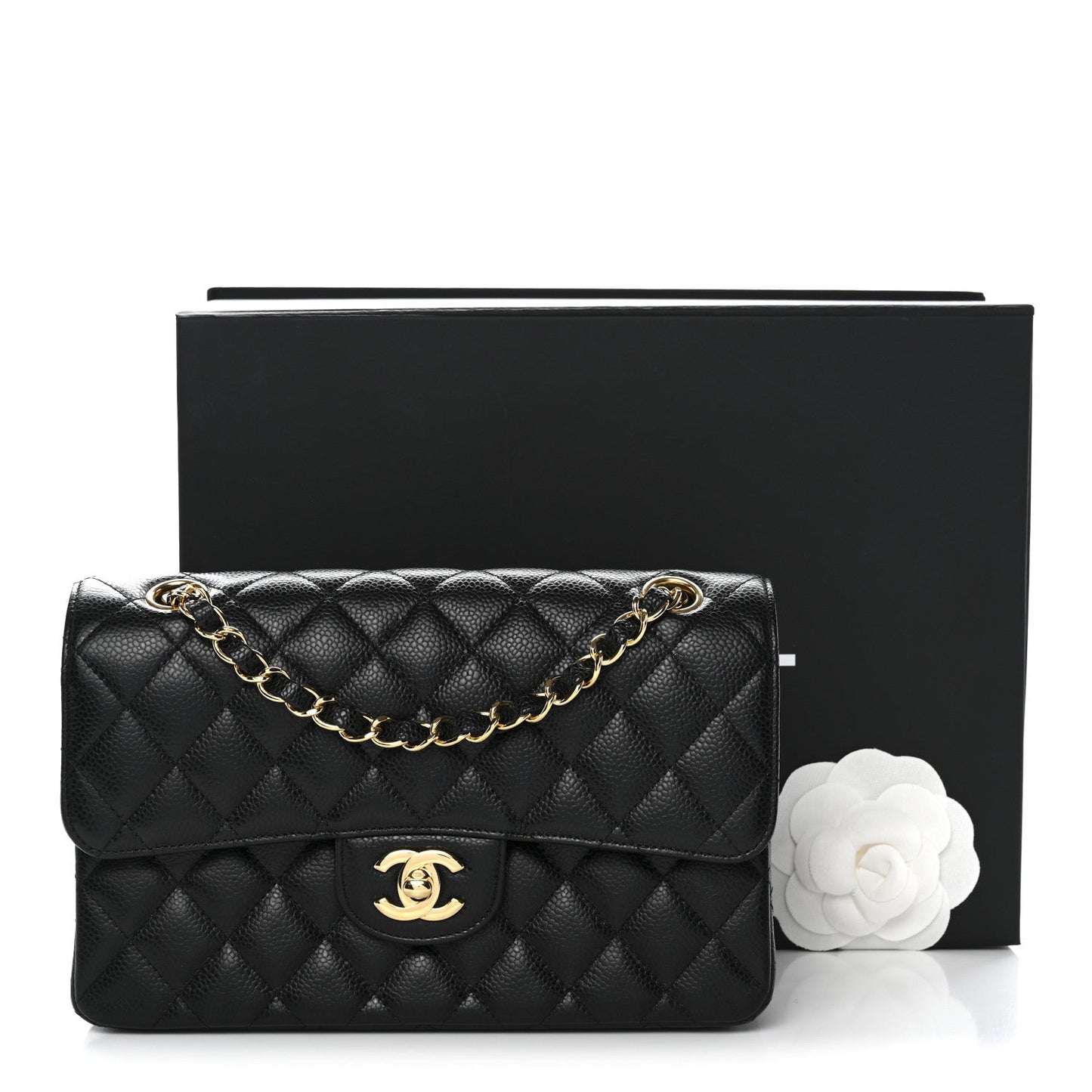 Caviar Quilted Small Double Flap Black