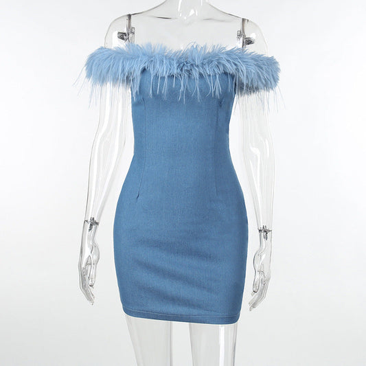 Denim Off-Shoulder Dress for Women