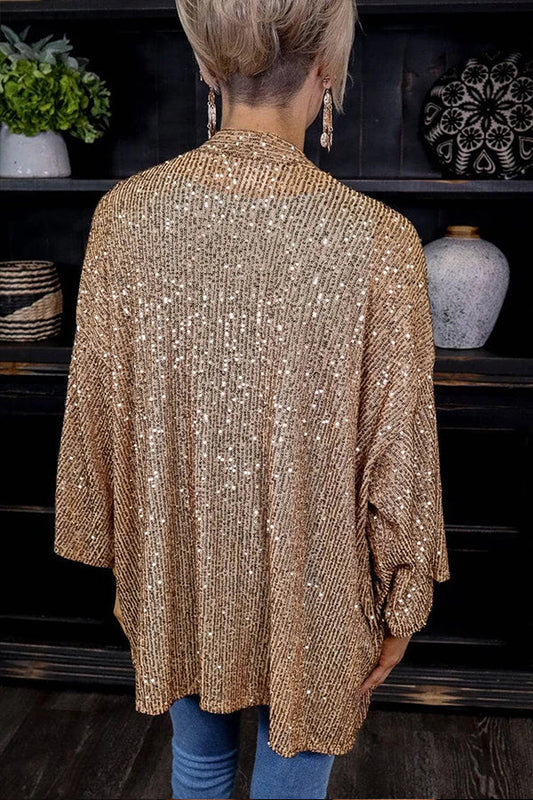Chaqueta holgada de color con lentejuelas y talla grande