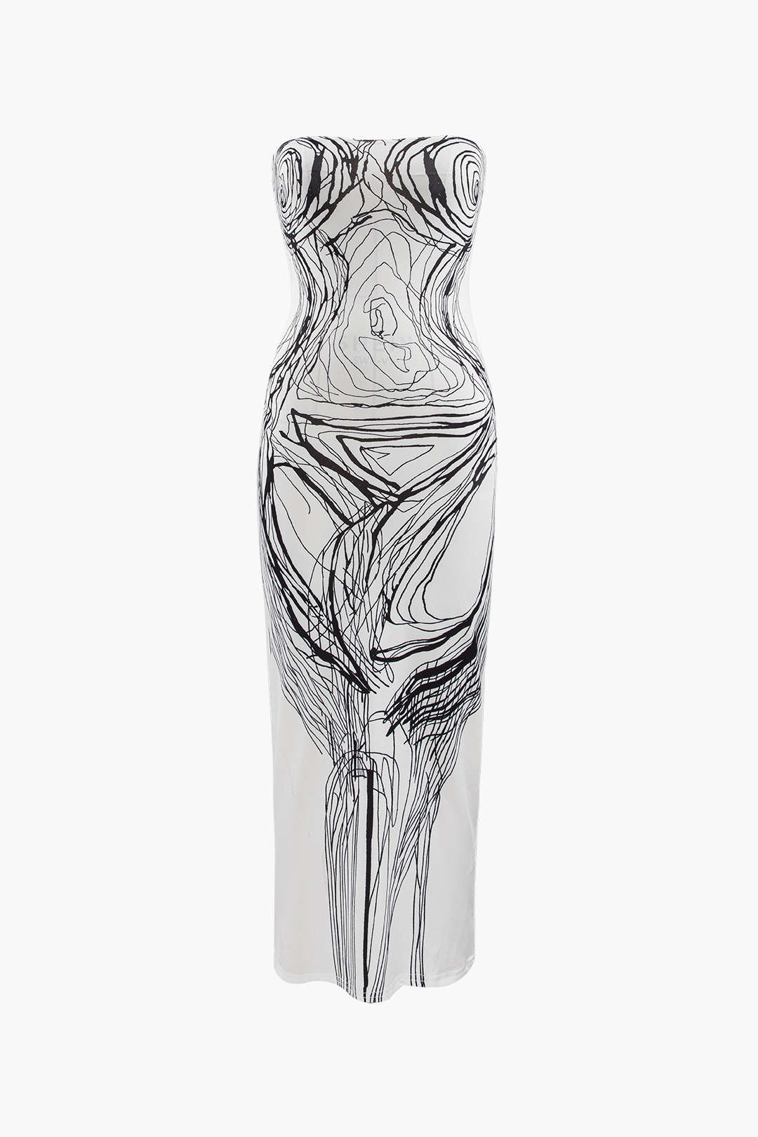 Vestido midi sin tirantes con estampado Agatha