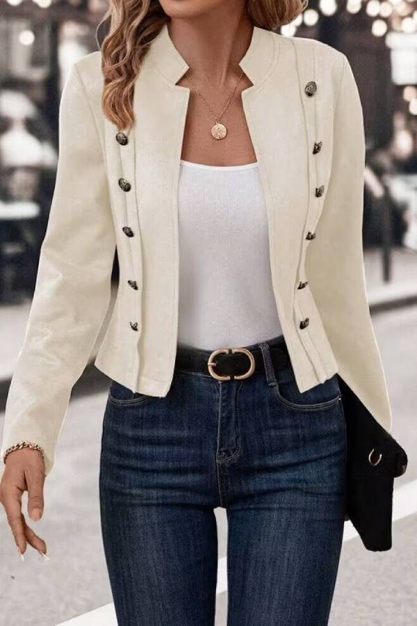 Chaqueta con cuello alto y botones delanteros abiertos