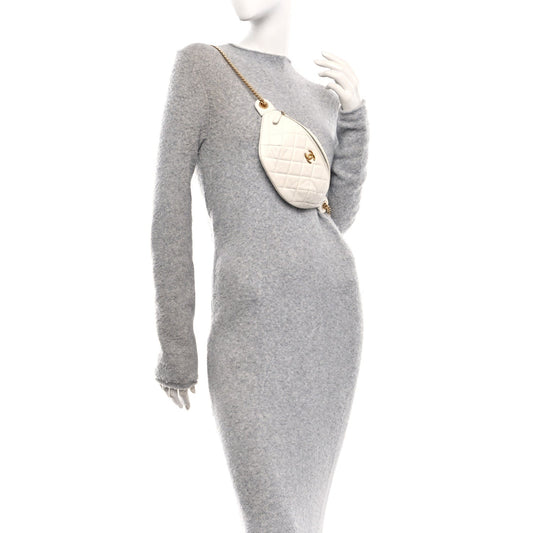 Caviar Quilted Sweetheart Belt Bag White