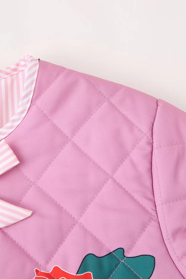 Chaqueta acolchada con lazo y estampado de rosas