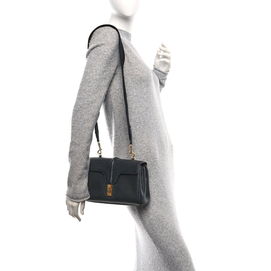 Grained Calfskin Teen Soft 16 Shoulder Bag Black