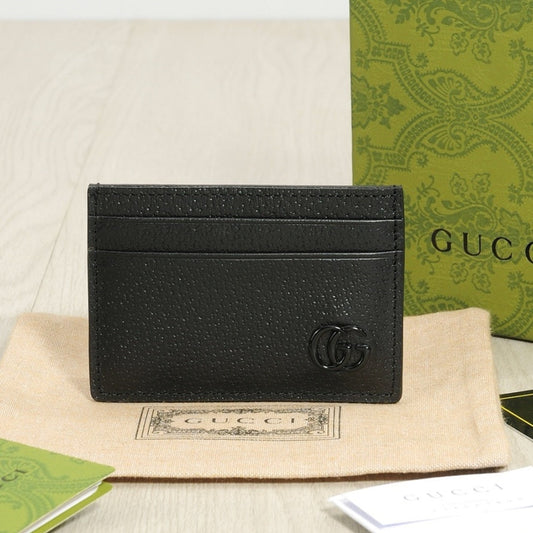 GUCCI GG MARMONT CARD CASE BLACK LEATHER 10CM 657588 1T56F 1000