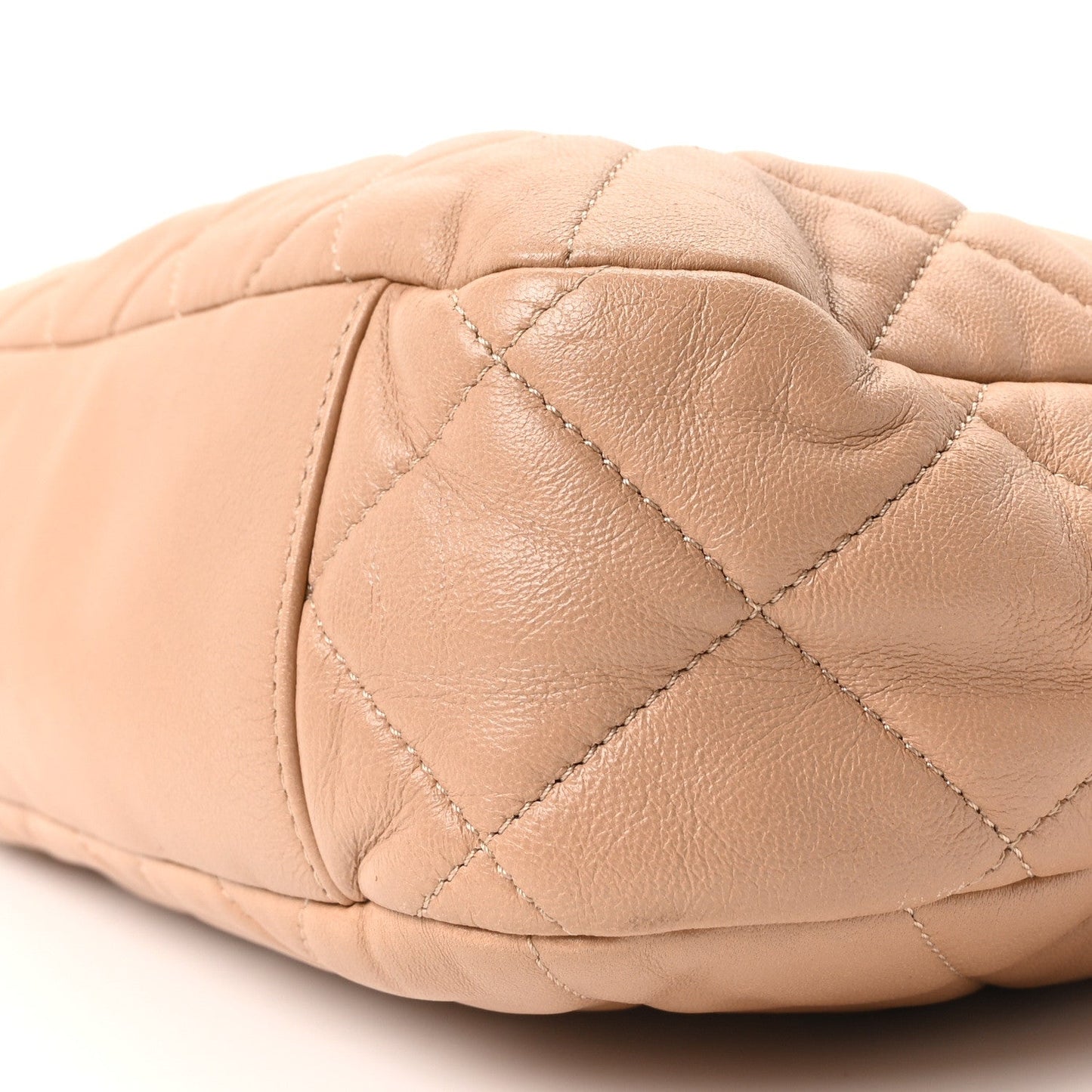Lambskin Quilted Large CC Funky Town Hobo Beige