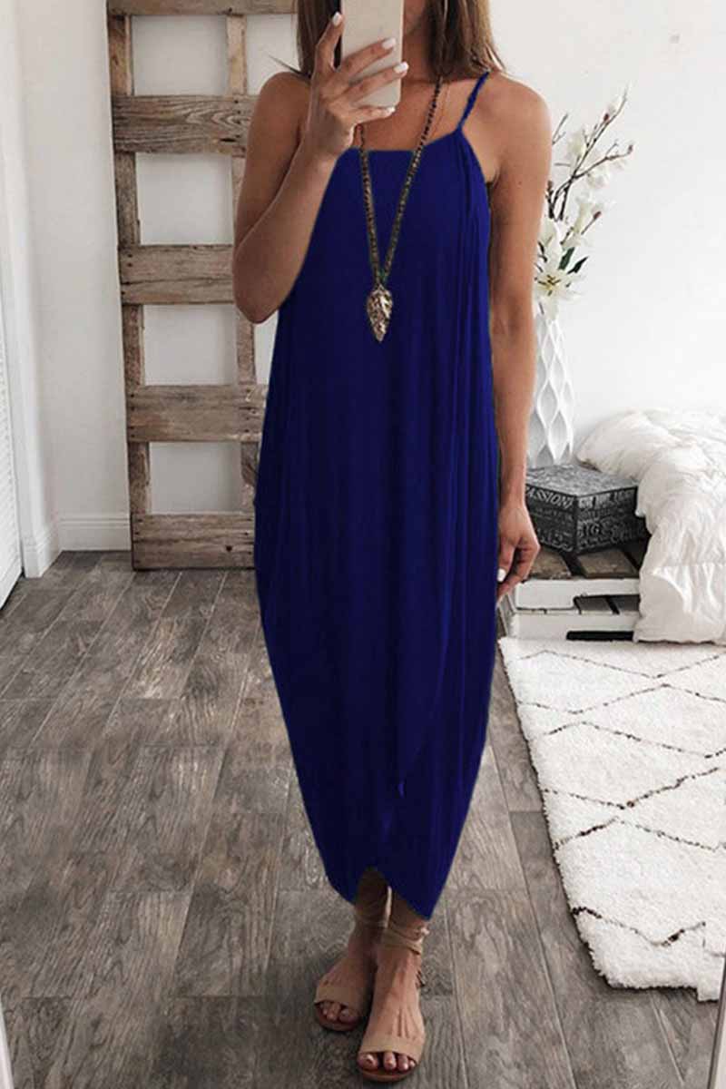 Vestido largo de punto liso, suelto e irregular (3 colores)