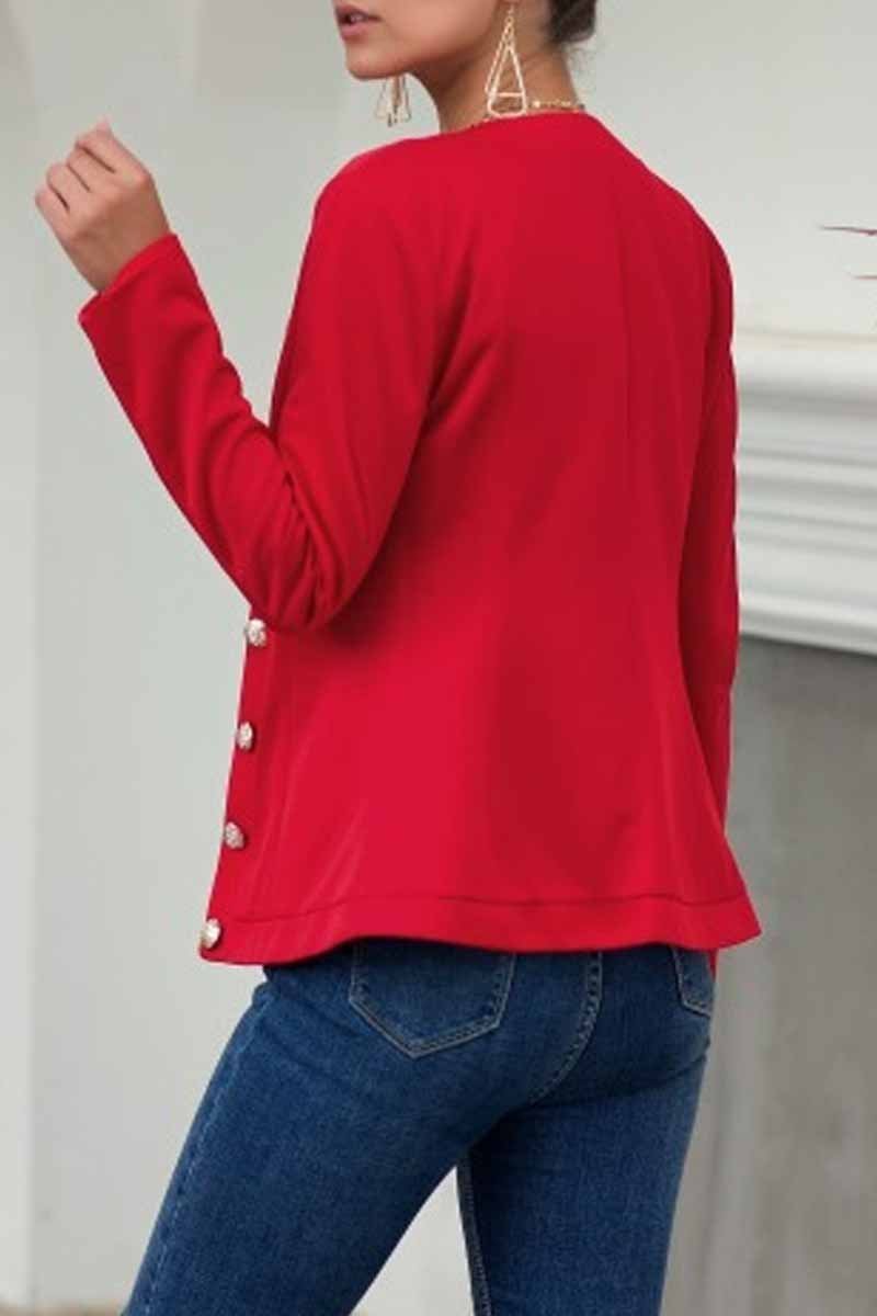 Traje de abrigo con diseño de líneas dobles y botones